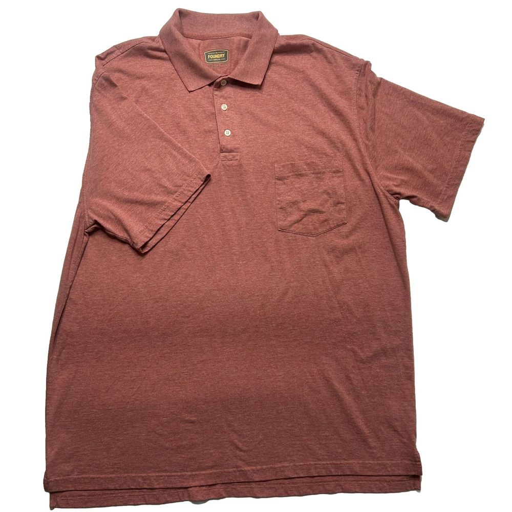 The Foundry 2XLT Polo Short Sleeve Shirt Red Button Golf Office Cotton Blend